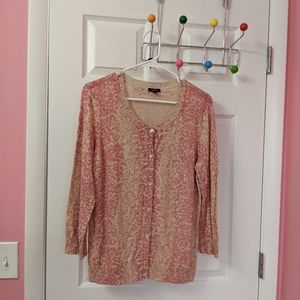 Talbots Large Pink & Cream Cardigan